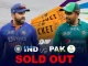 Tickets for the India-Pakistan World Cup game sold out in under an hour.