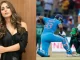 When Shadab Khan ties Hardik Pandya’s shoelace during an Asia Cup game, Indian actress Hina Khan reacts.