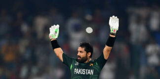 Pakistan sets a World Cup record for the highest-scoring run chase.