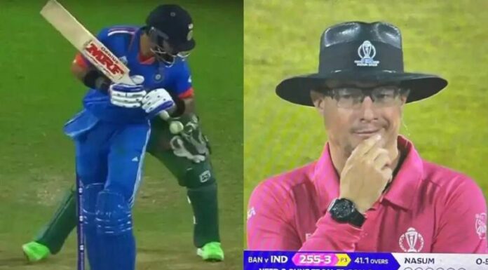 Umpire ‘violates’ the law to assist Virat Kohli in completing his century.