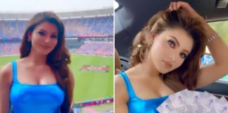 During the Pakistan vs. India game, Urvashi Rautela misplaced her 24K gold iPhone.