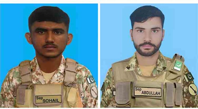 Two soldiers were martyred and a terrorist killed in a North Waziristan gunfight.