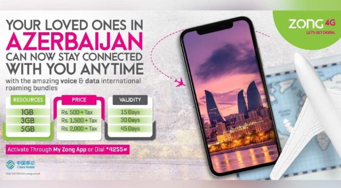 Exciting international roaming bundles for Azerbaijan are unveiled by Zong 4G.