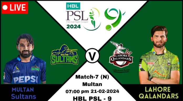 PSL 9, Match 7, Multan Sultans vs. Lahore Qalandars