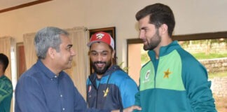 PCB Chairman Mohsin Naqvi visits players at the Kakul training camp